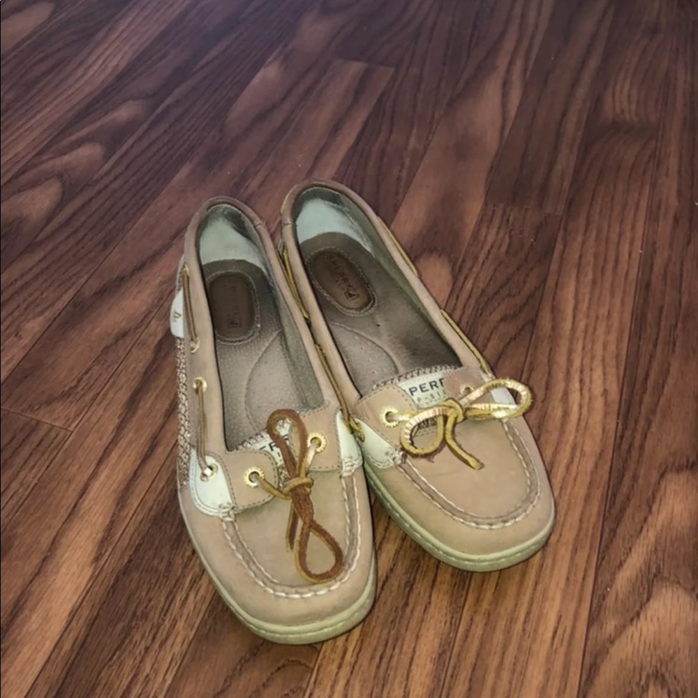 Gold soarkled sperry’s.